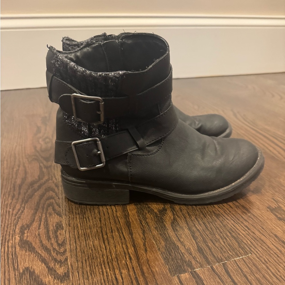 Candie's Black Kids Boots with Double Buckles